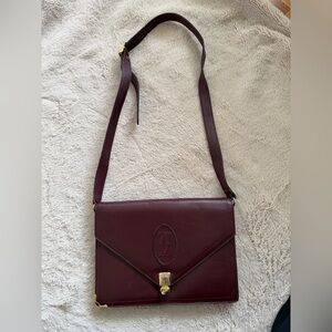 Vintage Cartier Burgundy Leather Shoulder Bag